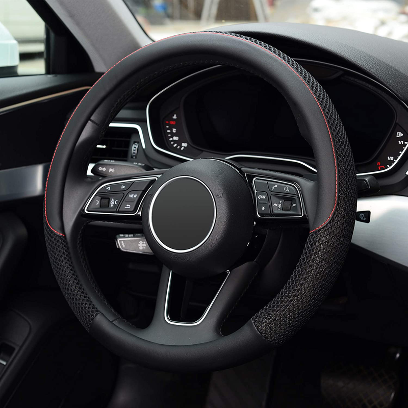 KAFEEK Steering Wheel Cover, Universal 15 inch, Microfiber Leather Viscose, Breathable, Anti-Slip,Warm in Winter and Cool in Summer, Black Vehicles & Parts > Vehicle Parts & Accessories > Vehicle Maintenance, Care & Decor > Vehicle Decor > Vehicle Steering Wheel Covers ‎KAFEEK   