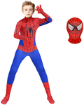 Superhero Costume Bodysuit for Kids Spandex Zentai Halloween Cosplay Jumpsuit 3D Style Apparel & Accessories > Costumes & Accessories > Costumes BOMLY Blue-red Kids-M (Height: 43-46Inch) 