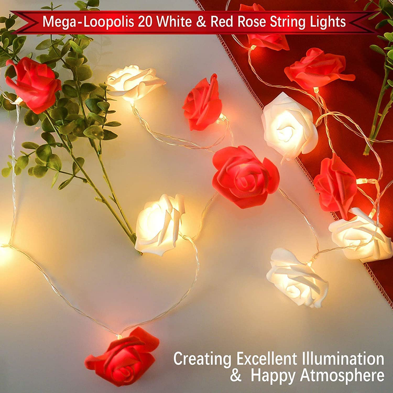 Lolstar Valentines Day Rose String Lights 10 Ft 20 LED Battery Operated Rose Flower String Lights for Valentine'S Day Decoration Anniversary Wedding Birthday Party Decorations Large Diameter 2.7 Inch Home & Garden > Decor > Seasonal & Holiday Decorations LOLStar   