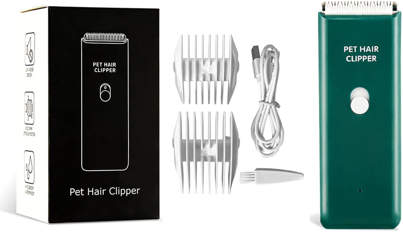 Tileon Fashion Dog Hair Trimmer Kits,Quiet Waterproof USB Rechargeable Cordless Grooming Kits,Electric Pets Hair Shaver Clippers for Dogs and Cats Animals & Pet Supplies > Pet Supplies > Cat Supplies Tileon Green  
