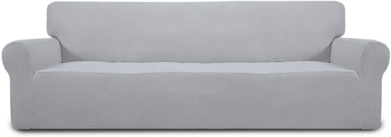 Easy-Going Stretch Sofa Slipcover 1-Piece Couch Sofa Cover Furniture Protector Soft with Elastic Bottom for Kids, Spandex Jacquard Fabric Small Checks(Sofa,Dark Gray) Home & Garden > Decor > Chair & Sofa Cushions Easy-Going Silver Gray XX Large 