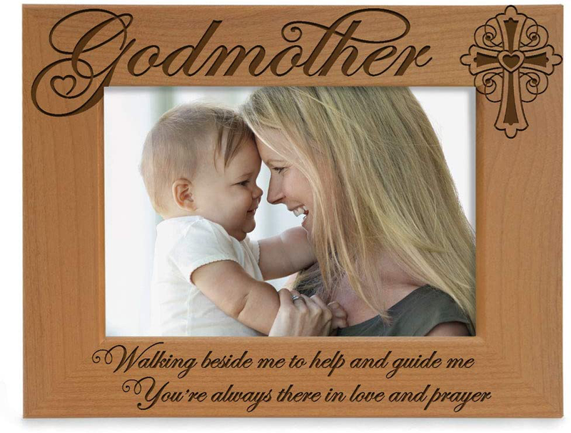 KATE POSH - Godfather Engraved Natural Wood Picture Frame, Cross Decor, Godfather Gift from Godchild, Baptism Gifts, Religious Catholic Gifts, Thank You Gifts (4" x 6" Vertical) Home & Garden > Decor > Seasonal & Holiday Decorations KATE POSH 5x7 Horizontal (Godmother)  