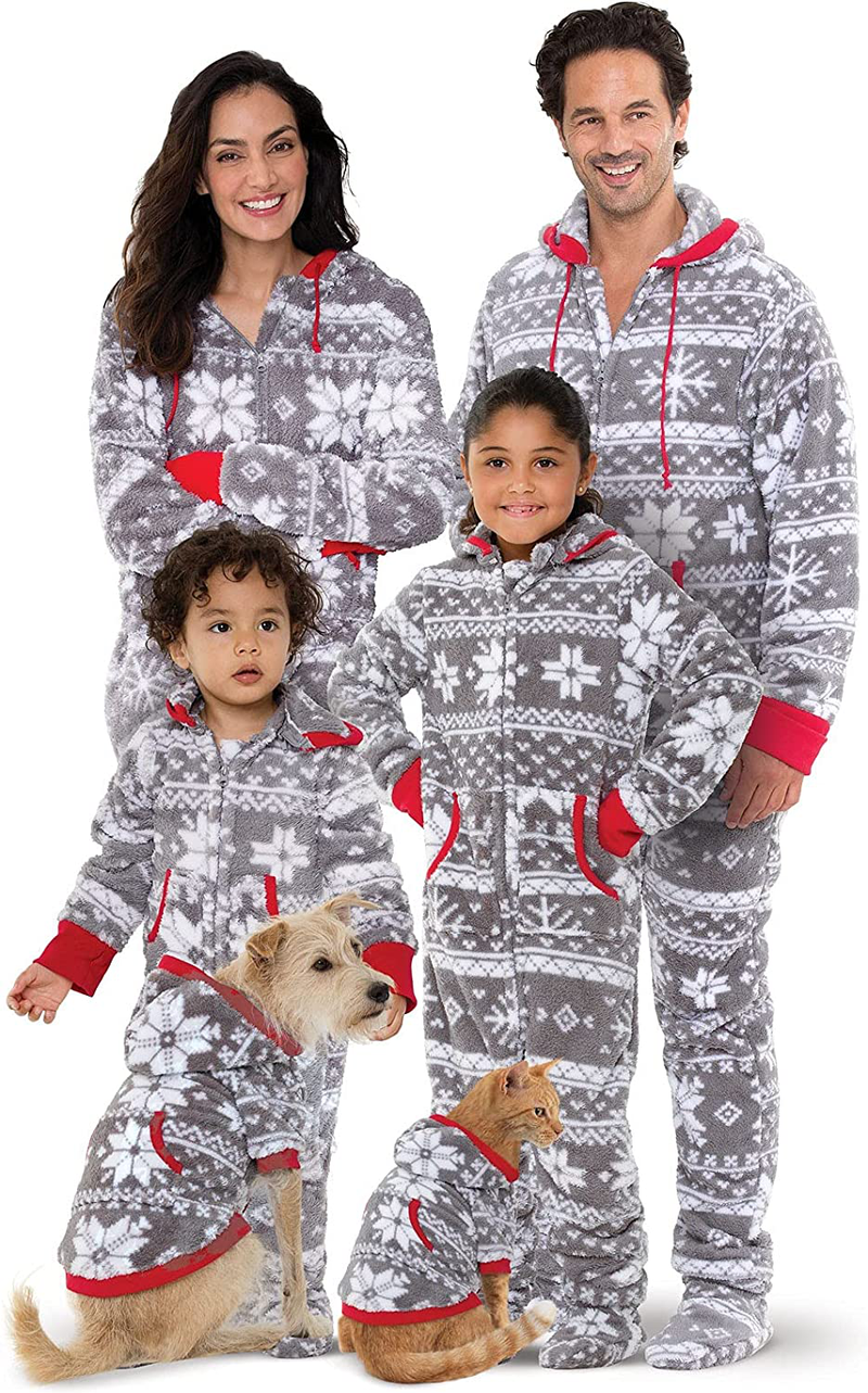 Pajamagram Family Pajamas Matching Sets - Nordic Fleece Christmas Onesie, Gray Home & Garden > Decor > Seasonal & Holiday Decorations PajamaGram Gray Kids 14