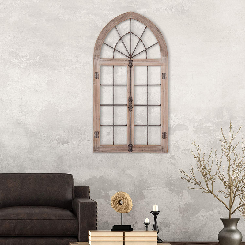 Distressed Gray Arched Cathedral Window Frame Wall Décor Home & Garden > Decor > Artwork > Sculptures & Statues Patton Wall Decor   