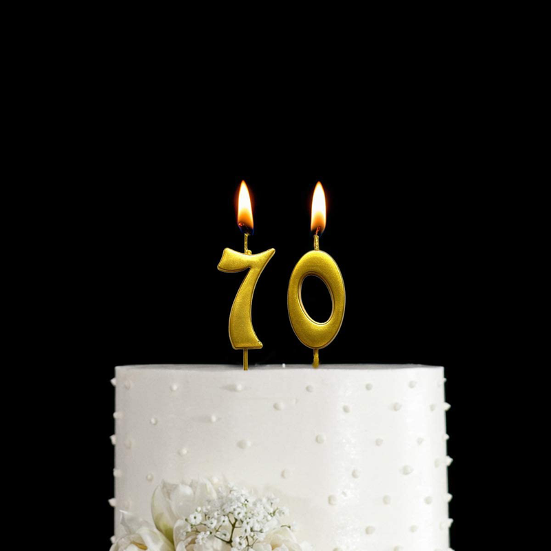 Gold 70th Birthday Candles,Number 70 Cake Topper for Party Decoration Home & Garden > Decor > Home Fragrances > Candles Qj-solar   