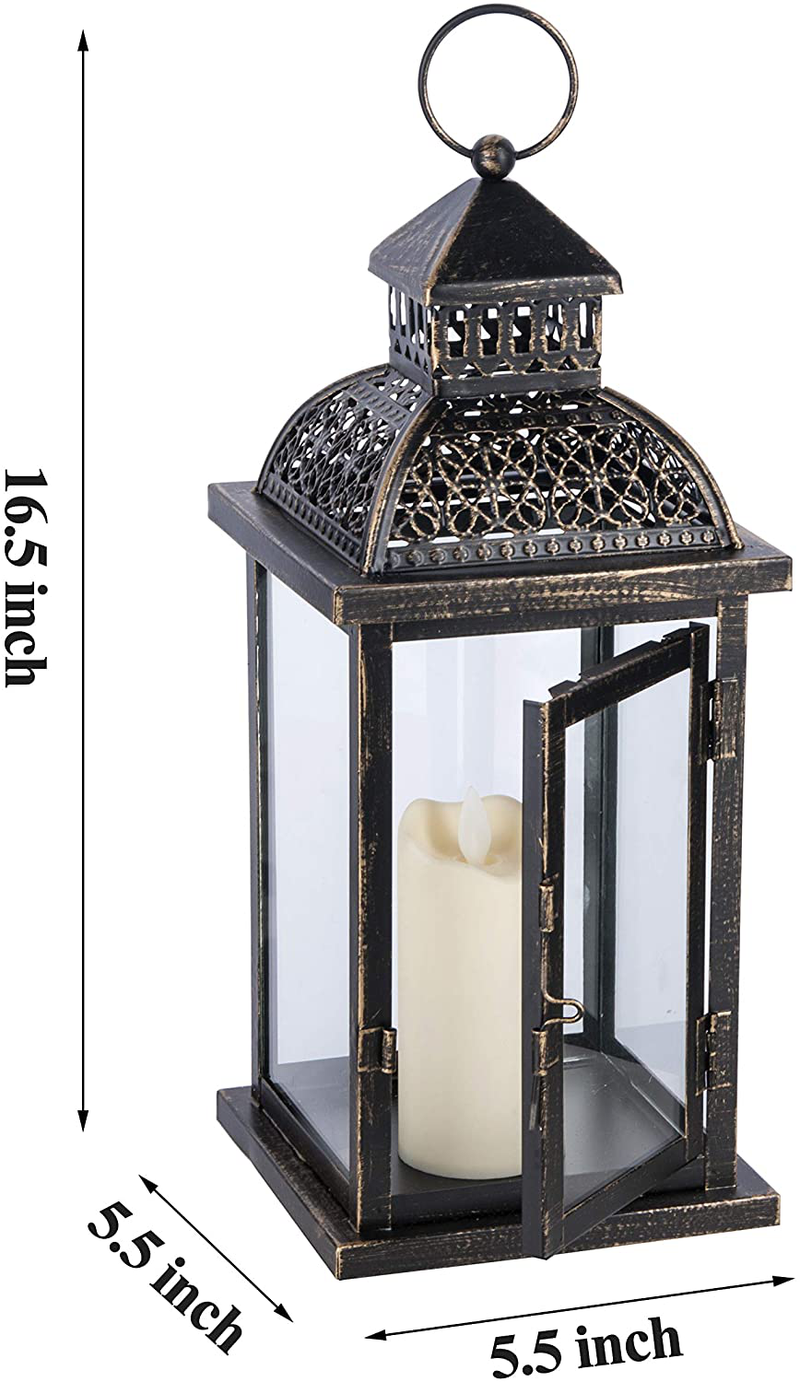 Ninganju 13 Inches Tall Rustic Decorative Candle Lantern White Metal Antique Outdoor Hanging Lanterns Great for Wedding, Patio Parties, Indoor/Outdoor Decorative（Black） Home & Garden > Decor > Home Fragrance Accessories > Candle Holders Ninganju   