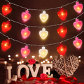 Mosoan 10FT 30 Leds Valentines Day Decor String Lights, 8 Light Modes Heart Lights Battery Operated, Valentines Day Decorations Lights for Bedroom Home Party Wedding Indoor Outdoor (Red Pink White)