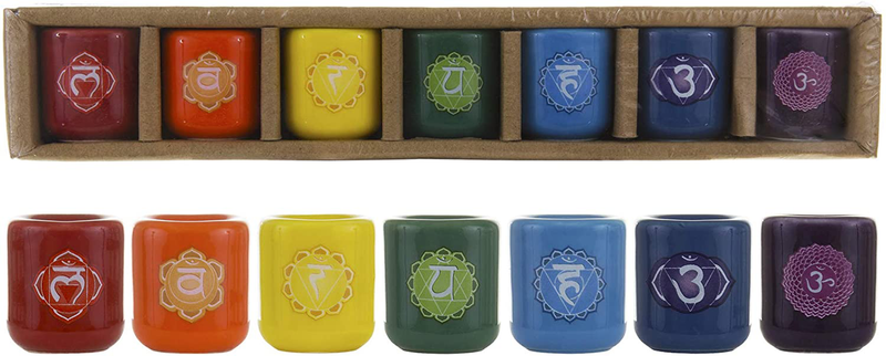Mega Candles 7 pcs Ceramic 1/2 Inch Diameter Chakra Chime Ritual Spirtual Energy Spell Candle Holders - Assorted Colors Home & Garden > Decor > Home Fragrance Accessories > Candle Holders Mega Candles 1/2 Inch  