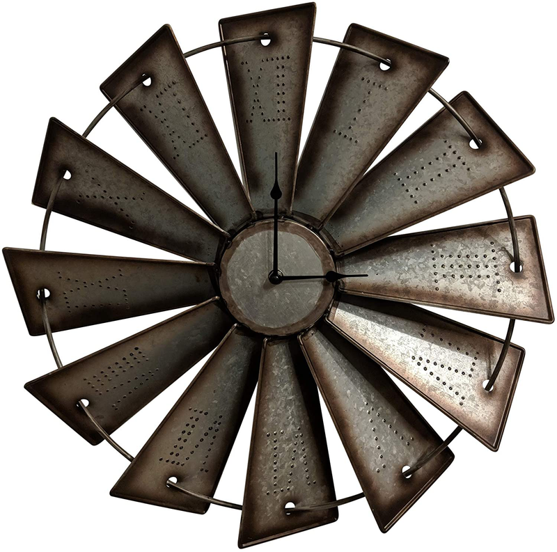 Gianna's Home Rustic Farmhouse Country Metal Windmill Wall Clock (24 in.) Home & Garden > Decor > Clocks > Wall Clocks Gianna's Home 18.5"  