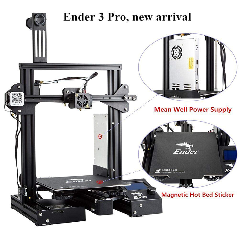 Creality Ender 3 Pro 3D Printer with Removable Build Surface Plate and UL Certified Power Supply 220x220x250mm