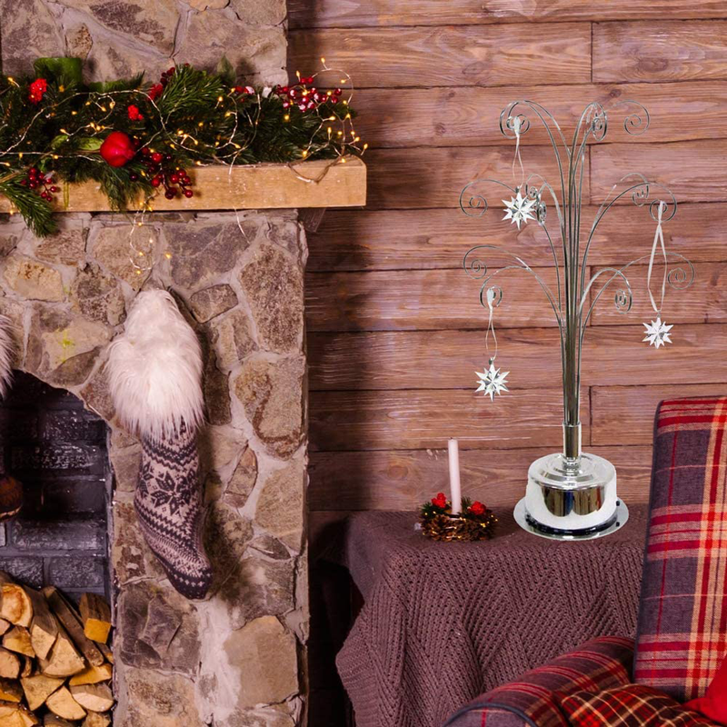 HOHIYA Ornament Display Tree Stand Rotating for Swarovski 2021 Ornament Christmas Annual Gift 16.75 inch Silver Home & Garden > Decor > Seasonal & Holiday Decorations > Christmas Tree Stands HOHIYA   