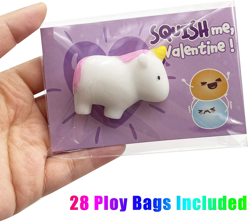 Kiddokids 28 Valentines Day Gift Cards with Cute Kawaii Mochi Squishy to Squeeze for Kids School Classroom Valentine’S Exchange Greeting Cards
