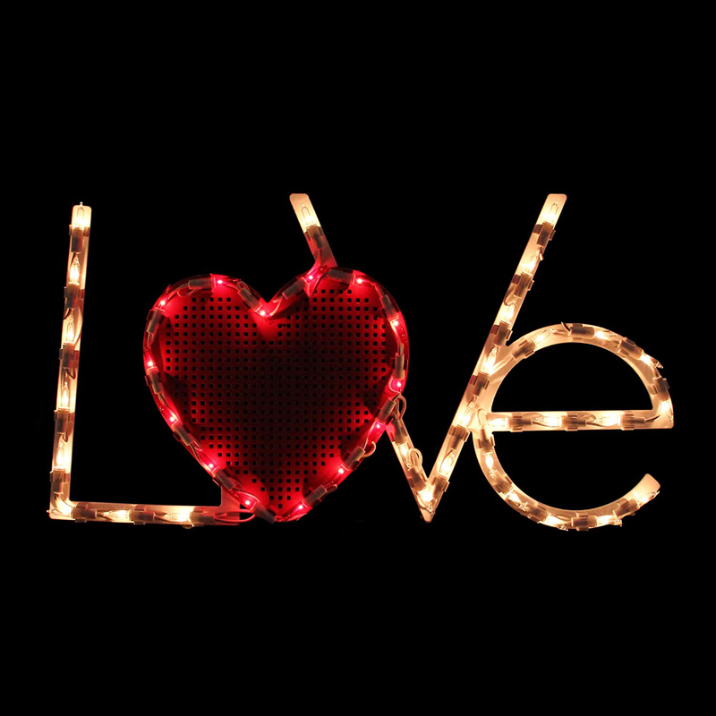 Northlight 17" Lighted White and Red Love with Heart Valentine'S Day Window Silhouette Decoration Home & Garden > Decor > Seasonal & Holiday Decorations Northlight   