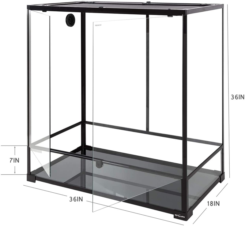 REPTI ZOO Large Glass Reptile Terrarium 100 Gallon, Front Opening Reptile Habitat Tank 36" x 18"x 36", Wide & Tall Chameleon Cage with Top Screen Ventilation (Knock-Down) Animals & Pet Supplies > Pet Supplies > Reptile & Amphibian Supplies > Reptile & Amphibian Habitats REPTI ZOO   