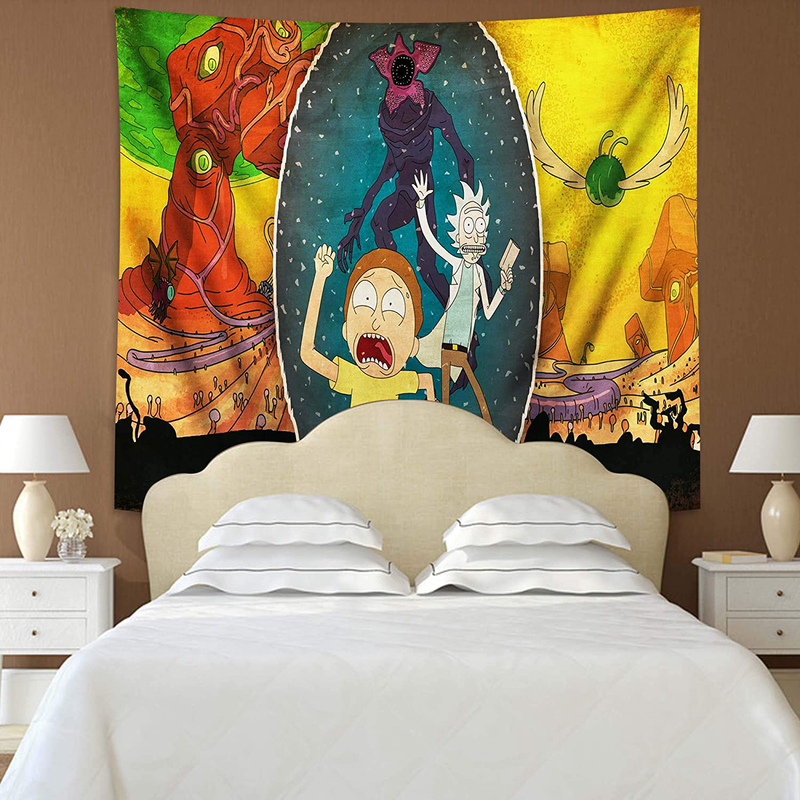 Rick and Morty Tapestry Anime Tapestry for Boys Bedroom Dorm Birthday Decoration Gifts 51.2 x 59.1 in Home & Garden > Decor > Artwork > Decorative Tapestries Wieco   