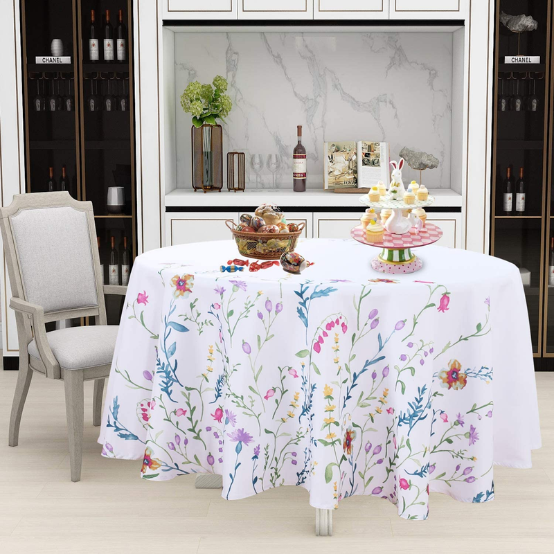 LUSHVIDA Easter Fabric Rectangle Table Cloth 60 X 84 Inch, Polyester Easter Spring Flower Tablecloth, Table Cover Protector for Holiday, Party, Wedding, Birthday, Banquet Decoration Use, Floral Home & Garden > Decor > Seasonal & Holiday Decorations LUSHVIDA   