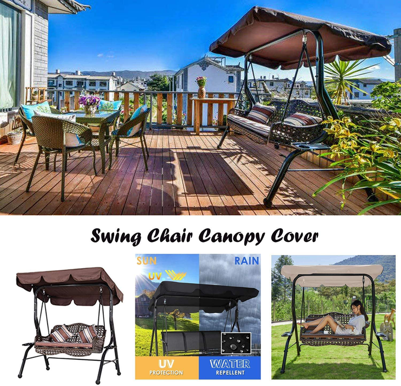 Iptienda Patio Canopy Swings Cover, 3-Seater Heavy Duty Canopy Replacement Cover Waterproof Anti-UV Sun Shade for Part Bench Garden Porch Swing Furniture Cover Black Home & Garden > Lawn & Garden > Outdoor Living > Porch Swings Iptienda   