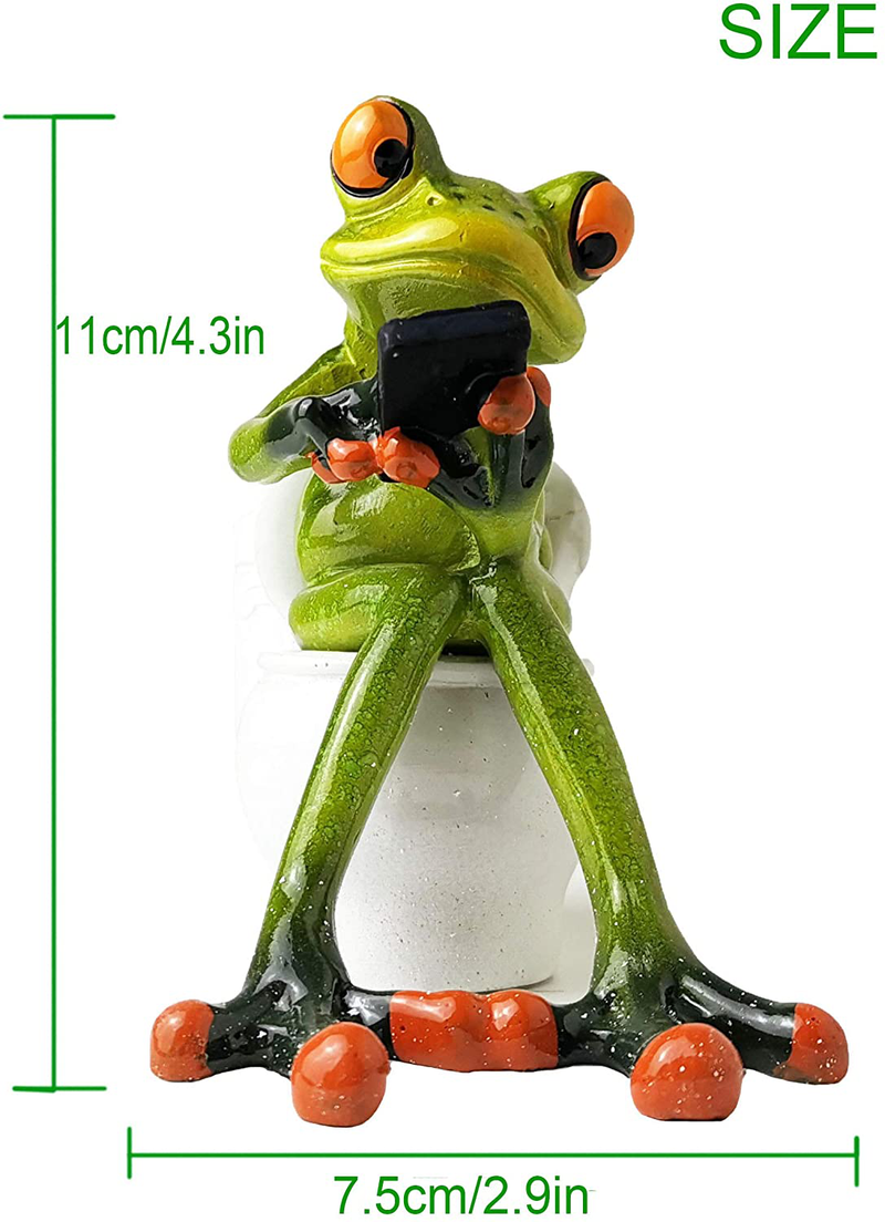 Frog Figurine Decor, A Frog Sitting on The Toilet Playing with his Phone, Frog Sculpture Statue, Creative Craft Resin, Great for Desk Bathroom Home Decoration (4.3 inch) Home & Garden > Decor > Seasonal & Holiday Decorations HAPTIME   