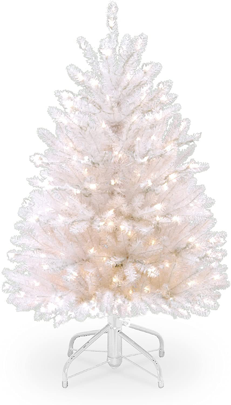 National Tree Company Pre-lit Artificial Christmas Tree | Includes Pre-strung White Lights and Stand | Dunhill White Fir- 7.5 ft (DUWH-75LO) Home & Garden > Decor > Seasonal & Holiday Decorations > Christmas Tree Stands National Tree 4.5 ft  