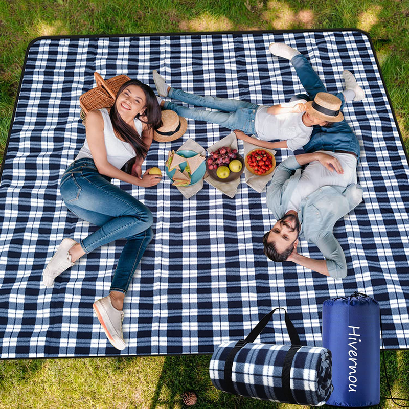 Hivernou Picnic Blanket,Picnic Blanket Waterproof Foldable with 3 Layers Material,Extra Large Picnic Blanket Picnic Mat Beach Blanket 80"x80" for Camping Beach Park Hiking Fireworks,Larger & Thicker Home & Garden > Lawn & Garden > Outdoor Living > Outdoor Blankets > Picnic Blankets Hivernou Navy  