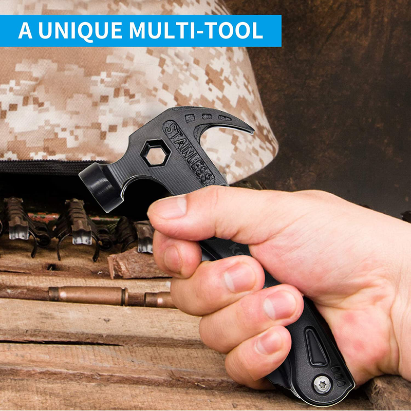 Multitool Camping Accessories,New 13-In-1 Hammer Multitool with Emergency Flashlight,Unique Multi Tool Gear Accessories Tools and Gadgets for Outdoor Hunting Hiking Multi Tool for Dad Birthday Gift Sporting Goods > Outdoor Recreation > Camping & Hiking > Camping Tools KOXUIUF   