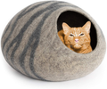 MEOWFIA Premium Felt Cat Bed Cave (Medium) - Handmade 100% Merino Wool Bed for Cats and Kittens (Black/Aqua/Medium) Animals & Pet Supplies > Pet Supplies > Cat Supplies > Cat Beds MEOWFIA Light Grey  