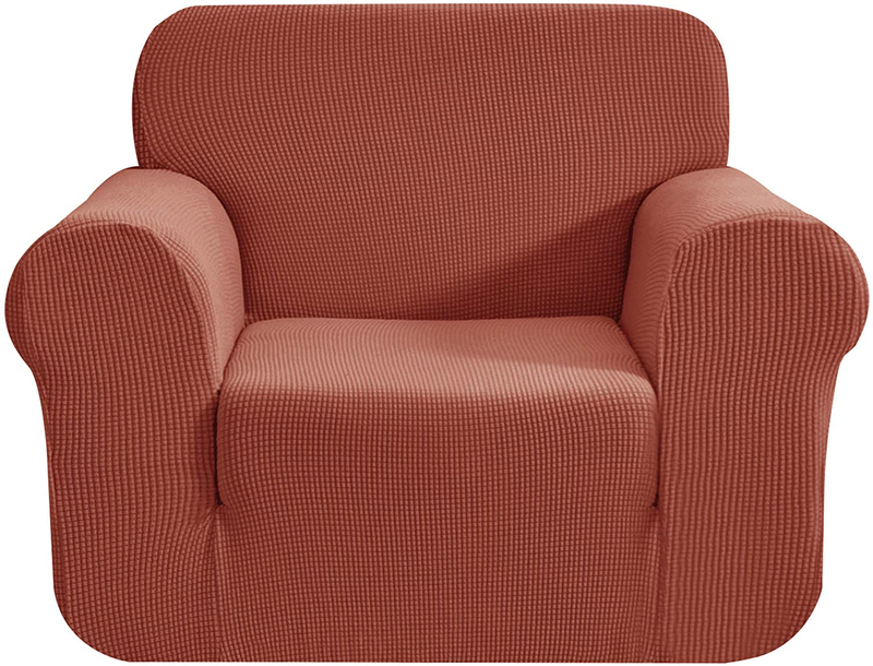 CHUN YI Stretch Sofa Slipcover 1-Piece Couch Cover, 3 Seater Coat Soft With Elastic, Checks Spandex Jacquard Fabric, Large, Black Home & Garden > Decor > Chair & Sofa Cushions CHUN YI Brick Small 