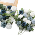 DerBlue Artificial Flowers Combo Realistic Fake Rose with Stem for DIY Wedding Bouquets Centerpieces Bridal Shower Party Home Decorations (Violet Theme) Home & Garden > Decor > Seasonal & Holiday Decorations& Garden > Decor > Seasonal & Holiday Decorations DerBlue Dusty Blue Theme  