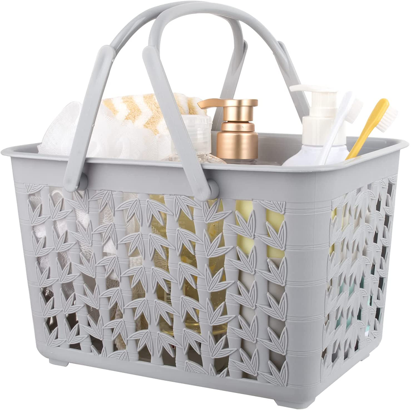 Rejomiik Portable Shower Caddy Basket Plastic Organizer Storage Basket with Handle/Drainage Holes, Toiletry Tote Bag Bin Box for Bathroom, College Dorm Room Essentials, Kitchen, Camp, Gym - Blue Sporting Goods > Outdoor Recreation > Camping & Hiking > Portable Toilets & Showers rejomiik A-grey  