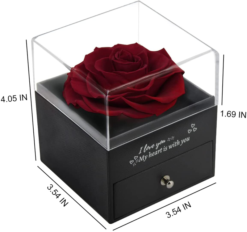 Preserved Real Rose with I Love You Necklace in 100 Languages Enchanted Rose Eternal Flower Gifts for Her Mom Wife Girlfriend on Christmas Valentines Day Mothers Day Birthday Anniversary (Wine Red) Home & Garden > Decor > Seasonal & Holiday Decorations Extenuating Threads   