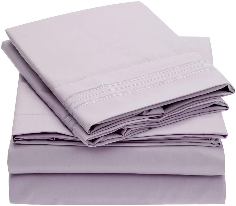 Mellanni Queen Sheet Set - Hotel Luxury 1800 Bedding Sheets & Pillowcases - Extra Soft Cooling Bed Sheets - Deep Pocket up to 16 inch Mattress - Wrinkle, Fade, Stain Resistant - 4 Piece (Queen, White) Home & Garden > Linens & Bedding > Bedding Mellanni Lavender Queen 
