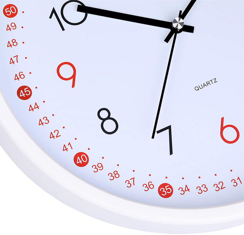Teaching Wall Clock, 11.4 Inch Non-Ticking Kids Wall Clock Silent, Tilted Design Modern Analog Clock for Kids' Bedroom, Quartz Movement,Battery Operated, by Laigoo Home & Garden > Decor > Clocks > Wall Clocks LAIGOO   