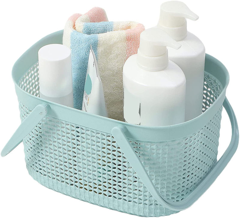 Shower Caddy Basket with Handle,Plastic Organizer Storage Tote,Portable Bathroom Storage Basket,College Dorm,Kitchen (Blue) Sporting Goods > Outdoor Recreation > Camping & Hiking > Portable Toilets & Showers AIPJOY Blue  