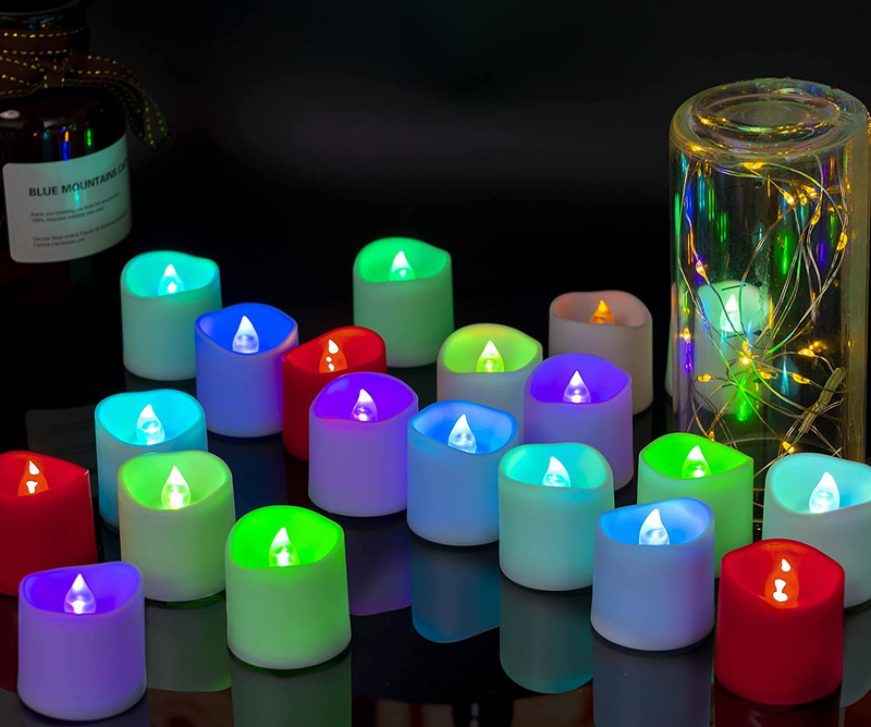Homemory 24Pack Color Changing Flameless LED Votive Candles, Battery Operated Tealights, Electric Fake Candles in Multi-Colored for Party, Halloween, Table Decorations (White Base, Battery Include) Home & Garden > Decor > Home Fragrances > Candles Homemory   