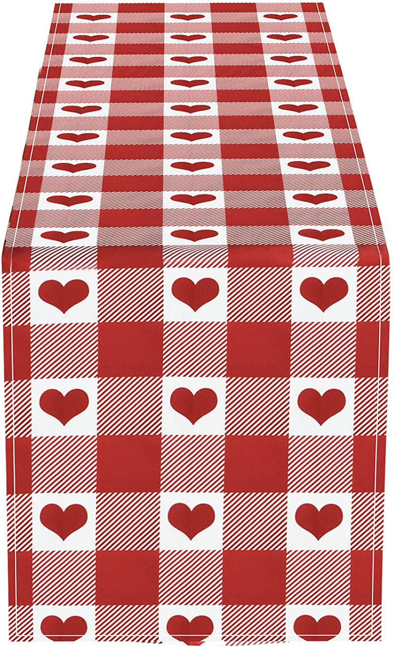 HOVEOX Valentines Day Table Runner Mother'S Day Table Runner Love Heart Table Runner for Valentine'S Day Mother'S Day Home Wedding Party Home & Garden > Decor > Seasonal & Holiday Decorations HOVEOX   