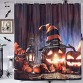 RoomTalks Halloween Spooky Shower Curtain Horror Pumpkin Wearing Witch Hat Haunted Scary Shower Curtain Sets Vintage Rustic Halloween Bathroom Decor (72''W x 72''L, Orange) Arts & Entertainment > Party & Celebration > Party Supplies RoomTalks Orange 72’’W x 72’’L 