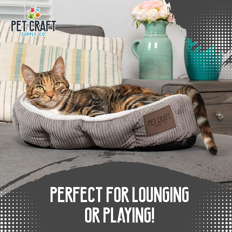 Pet Craft Supply Cat Bed for Indoor Cats - Kitten Bed - Machine Washable - Ultra Soft - Self Warming - Refillable Catnip Pouch