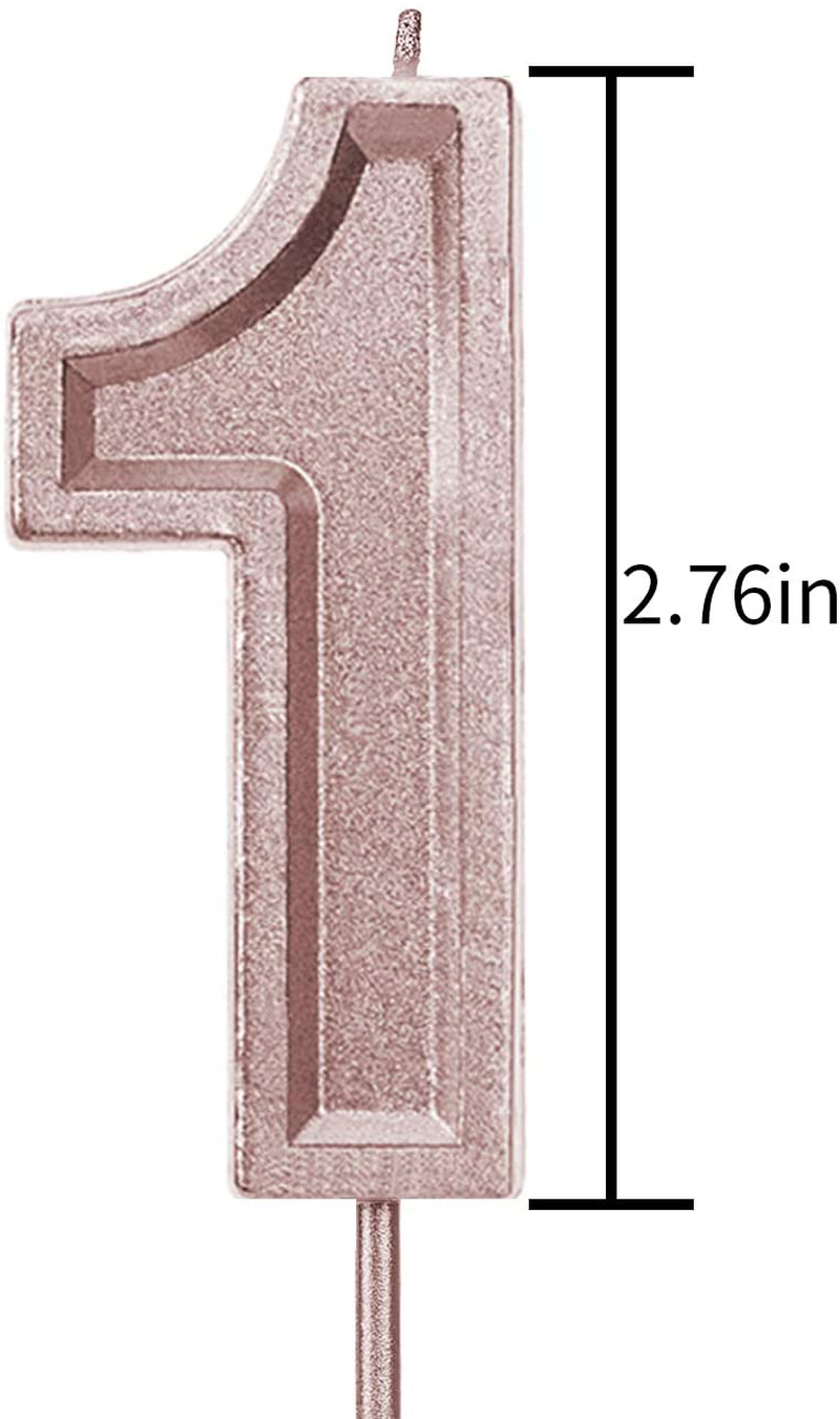 LUTER 2.76 Inches Large Rose Gold Glitter Birthday Candles Birthday Cake Candles Number Candles Cake Topper Decoration for Wedding Party Kids Adults, Number 1 Home & Garden > Decor > Home Fragrances > Candles LUTER   