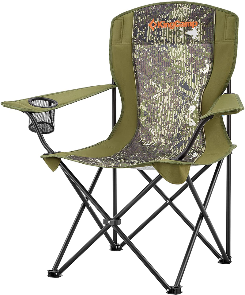 Kingcamp Folding Camping Chairs Portable Beach Chair Light Weight Camp Chairs with Cup Holder & Front Pocket for Outdoor (Red/Grey) Sporting Goods > Outdoor Recreation > Camping & Hiking > Camp Furniture KingCamp Camouflagegreen  