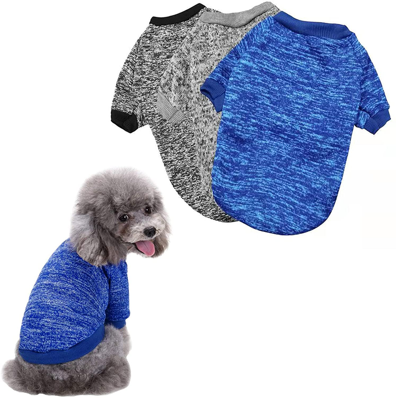 Pack of 3 Dog Hoodies Knitwear Dog Sweaters Stretchy Pet Clothes Soft Puppy Pullover Cat Hooded Shirts Casual Dog Sweatshirts for Small Dogs Cats Warm Dog Shirts Winter Puppy Sweater Animals & Pet Supplies > Pet Supplies > Dog Supplies > Dog Apparel K ERATISNIK Dark Colors Small 