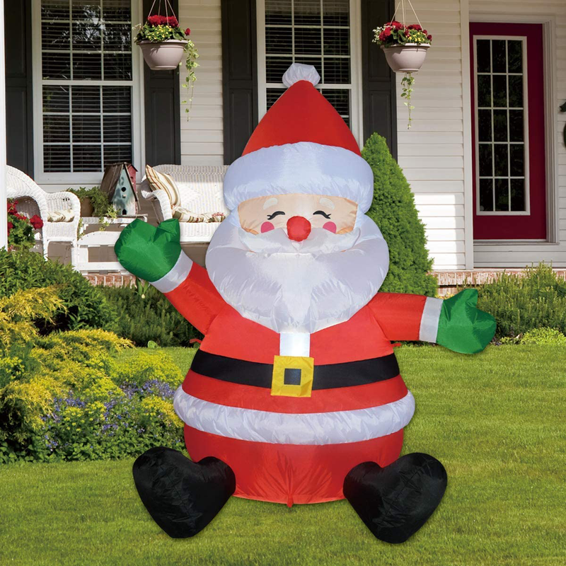 GOOSH 5 FT Christmas Inflatable Outdoor Sitting Santa Claus Happy Face, Blow Up Yard Decoration Clearance with LED Lights Built-in for Holiday/Party/Xmas/Yard/Garden Home & Garden > Decor > Seasonal & Holiday Decorations& Garden > Decor > Seasonal & Holiday Decorations GOOSH   