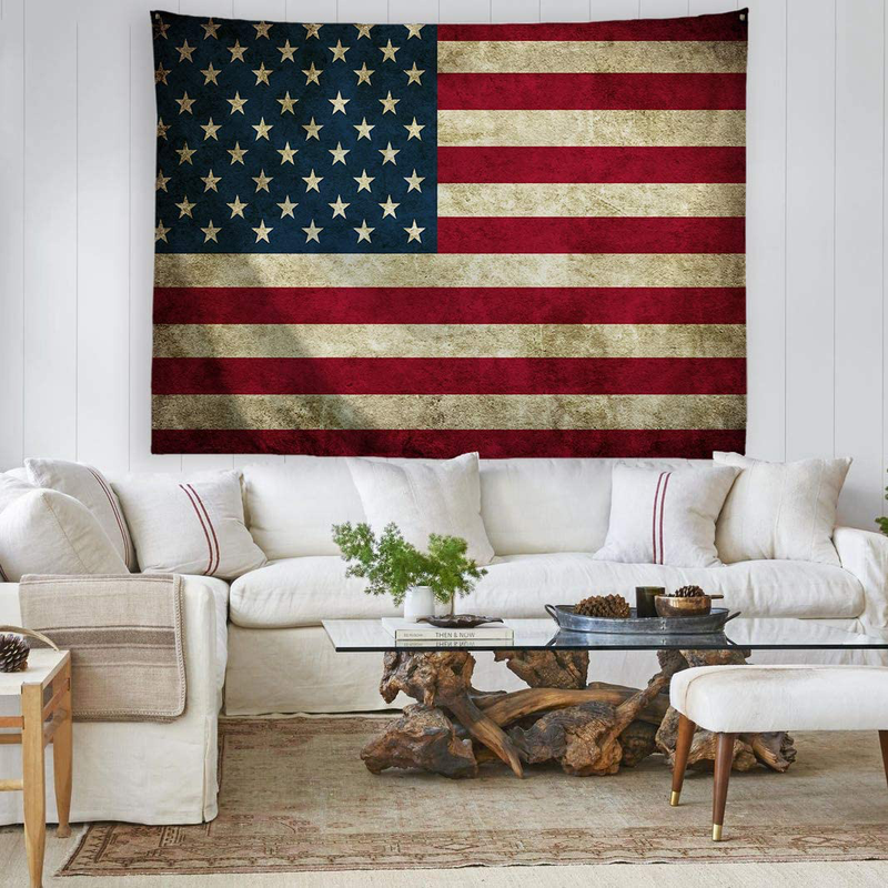 PROCIDA American Flag Tapestry Wall Hanging Vintage Retro Stars and Stripes USA Flag Tapestry Wall Tapestry for Dorm Bedroom Living Room College, Nail Included, 60" W x 40" L, USA Flag Home & Garden > Decor > Artwork > Decorative Tapestries PROCIDA   