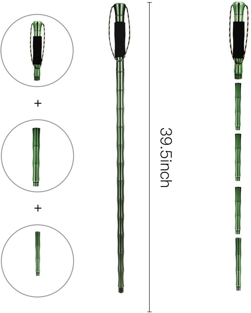 Jingrong Trekking Poles(Upgrade), of Aviation Aluminum Sturdy with Compass,Detachable for Hiking,Camping,Mountaining,Backpacking, Walking, Trekking and Carry Bag(Green)