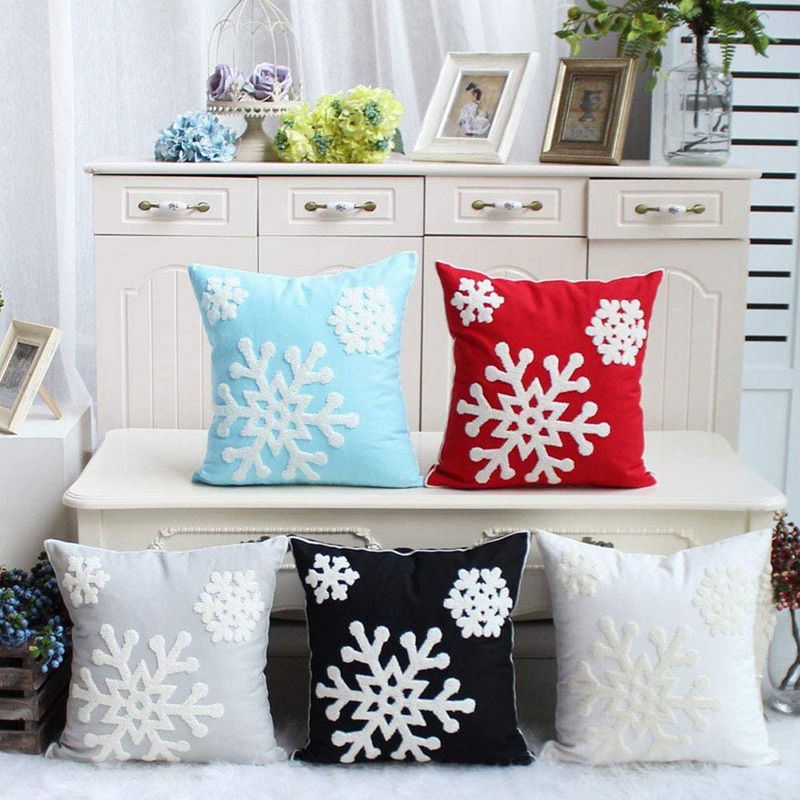 Elife 18x18 Soft Canvas Christmas Winter Snowflake Style Cotton Linen Embroidery Throw Pillows Covers w/Invisible Zipper for Bed Sofa Cushion Pillowcases for Kids Bedding (1 Pair, White) Home & Garden > Decor > Seasonal & Holiday Decorations& Garden > Decor > Seasonal & Holiday Decorations Elife   
