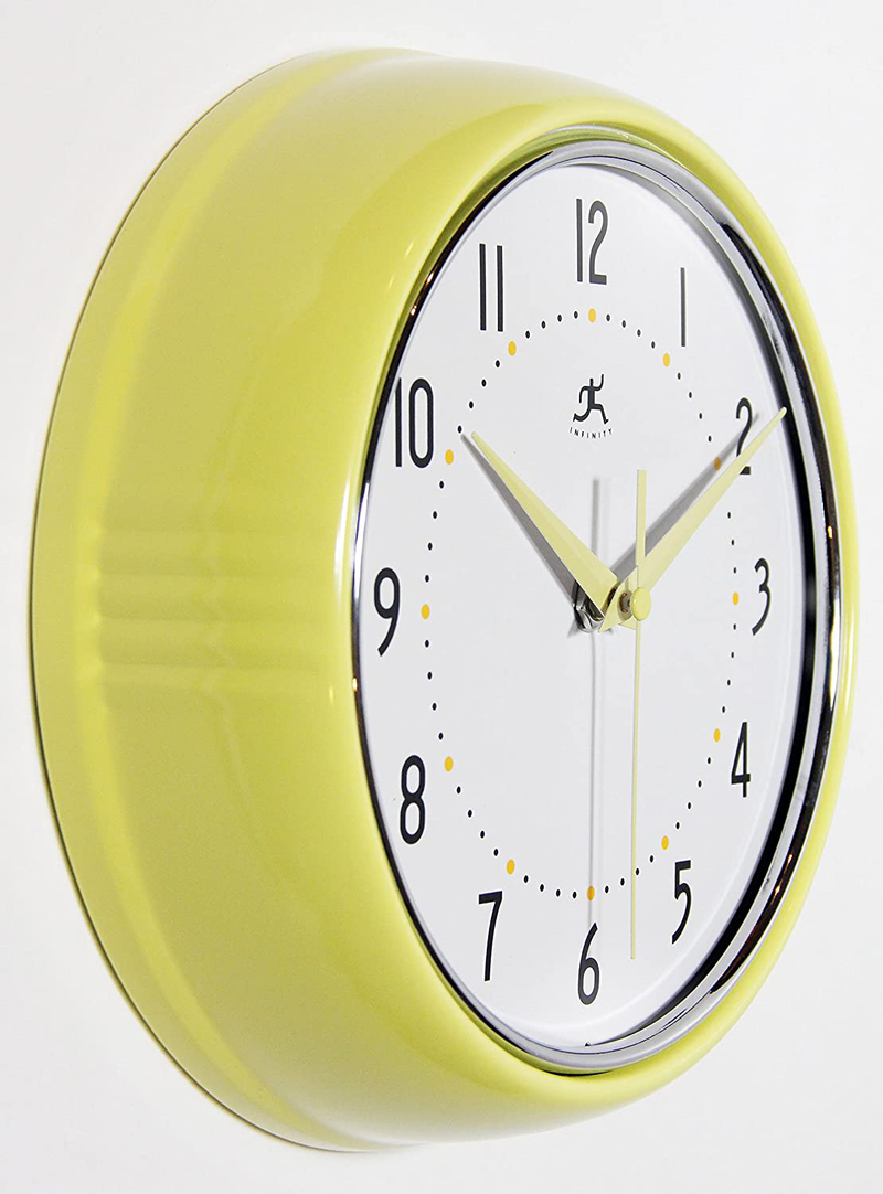 Retro 9 inch Silent Sweep Non-Ticking Mid Century Modern Kitchen Diner Wall Clock Quartz Movement Retro Wall Clock Decorative (Aura Yellow) Home & Garden > Decor > Clocks > Wall Clocks Infinity Instruments   