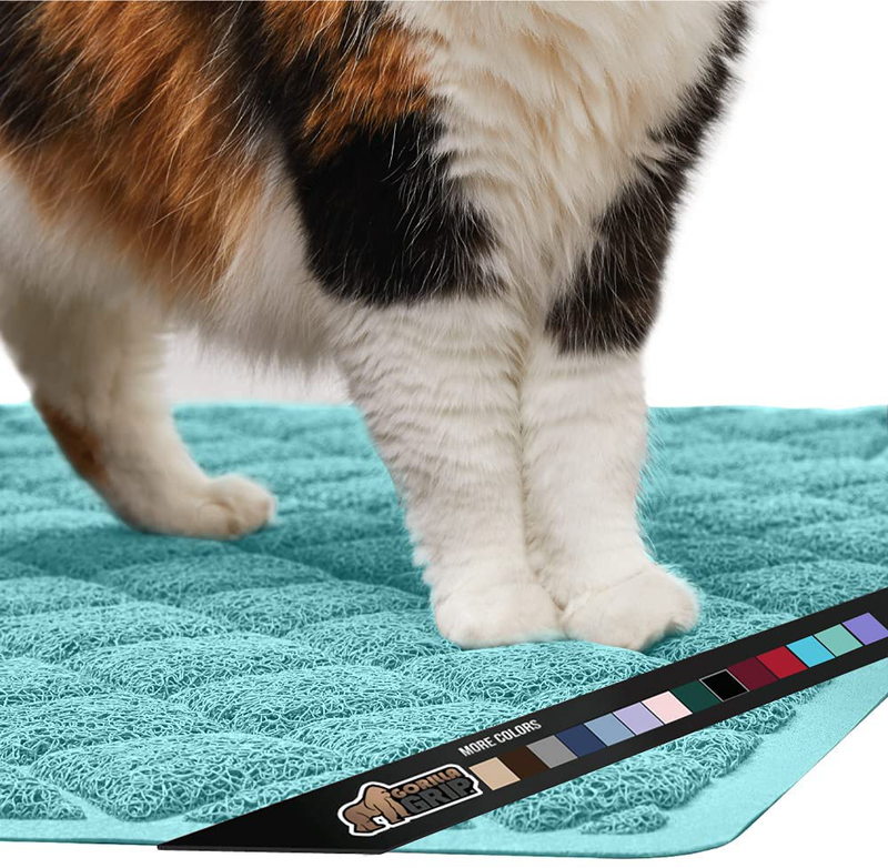 Gorilla Grip Ultimate Cat Litter Mat, Cleaner Floors, Less Waste, Soft on Kitty Paws, Easy Clean Trapper, Large Size Liner Trap Mats, Scatter Control, Traps Mess from Box, Accessories for Cats Animals & Pet Supplies > Pet Supplies > Cat Supplies > Cat Litter Gorilla Grip Turquoise Half Circle (30" x 20") 