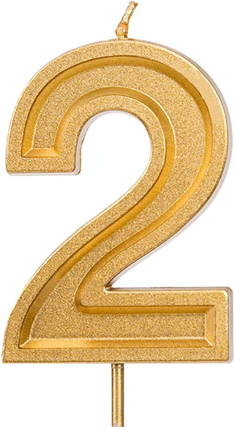 LUTER 2.76 Inches Large Birthday Candles Gold Glitter Birthday Cake Candles Number Candles Cake Topper Decoration for Wedding Party Kids Adults (1) Home & Garden > Decor > Home Fragrances > Candles LUTER 2  