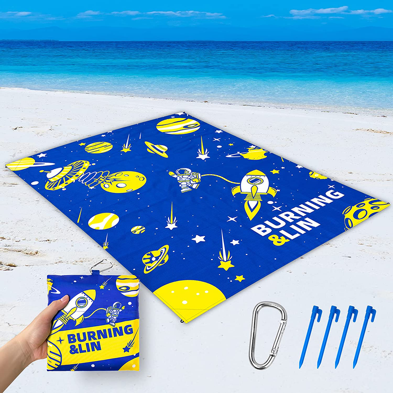 Sandproof Beach Blanket - Space Design - Beach Mat Sand Free 82" x 59" with 4 Stakes and Zippered Pockets - Sand Free Beach Blankets for Camping, Picnic, Hiking and Festivals Home & Garden > Lawn & Garden > Outdoor Living > Outdoor Blankets > Picnic Blankets DYNAMIC Default Title  