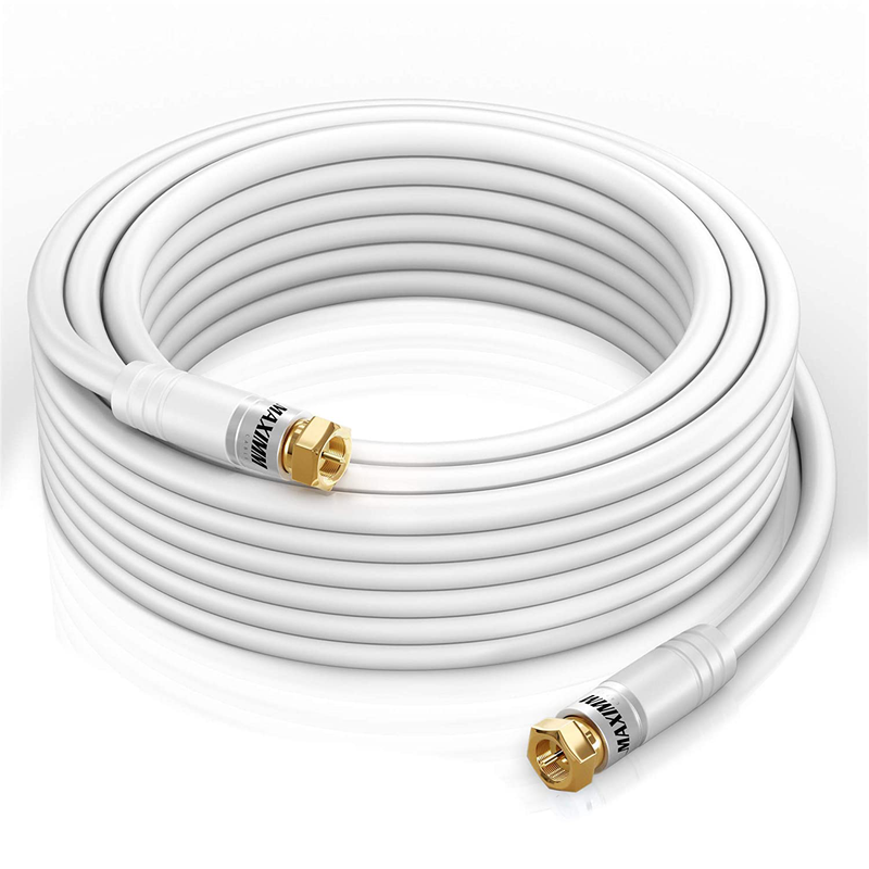 Maximm Coaxial - 2 Pack - White - Triple Shielded Audio and Video Coax Cable with Male F Connector Pin (25 Feet) Electronics > Electronics Accessories > Cables > Audio & Video Cables Maximm White 25 Feet 