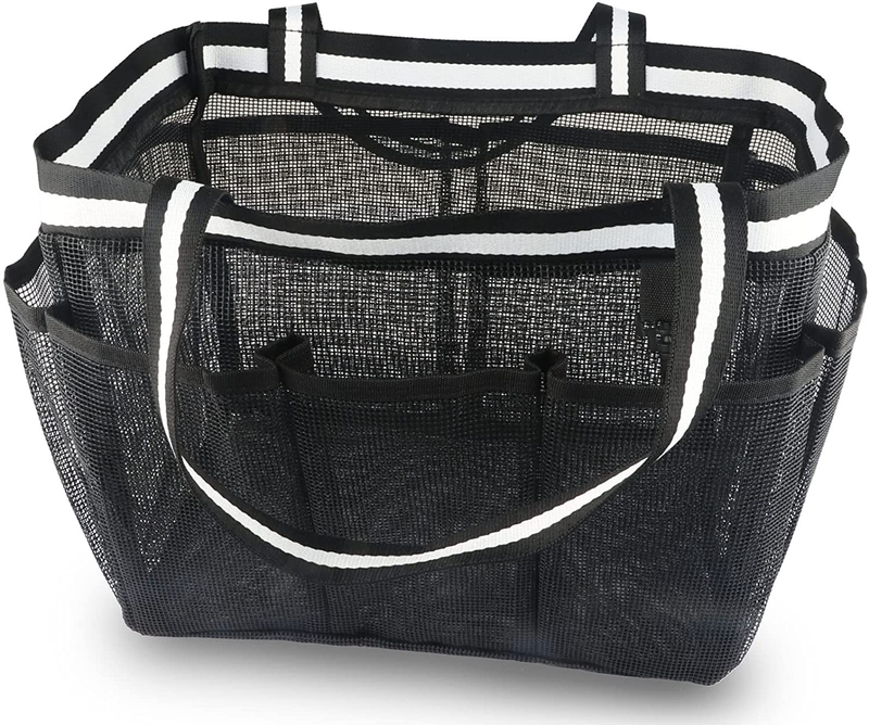 Ocim Extra Large Mesh Shower Caddy Basket Dorm Bathroom Essentials - Portable Shower Caddy Tote Bag for College, Camping, Gym, Beach, Pool - Black Sporting Goods > Outdoor Recreation > Camping & Hiking > Portable Toilets & Showers Ocim   